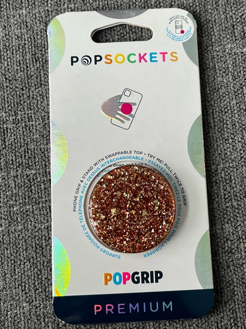 PopSocket PopGrip Premium Rose Gold Glitter Phone Grip